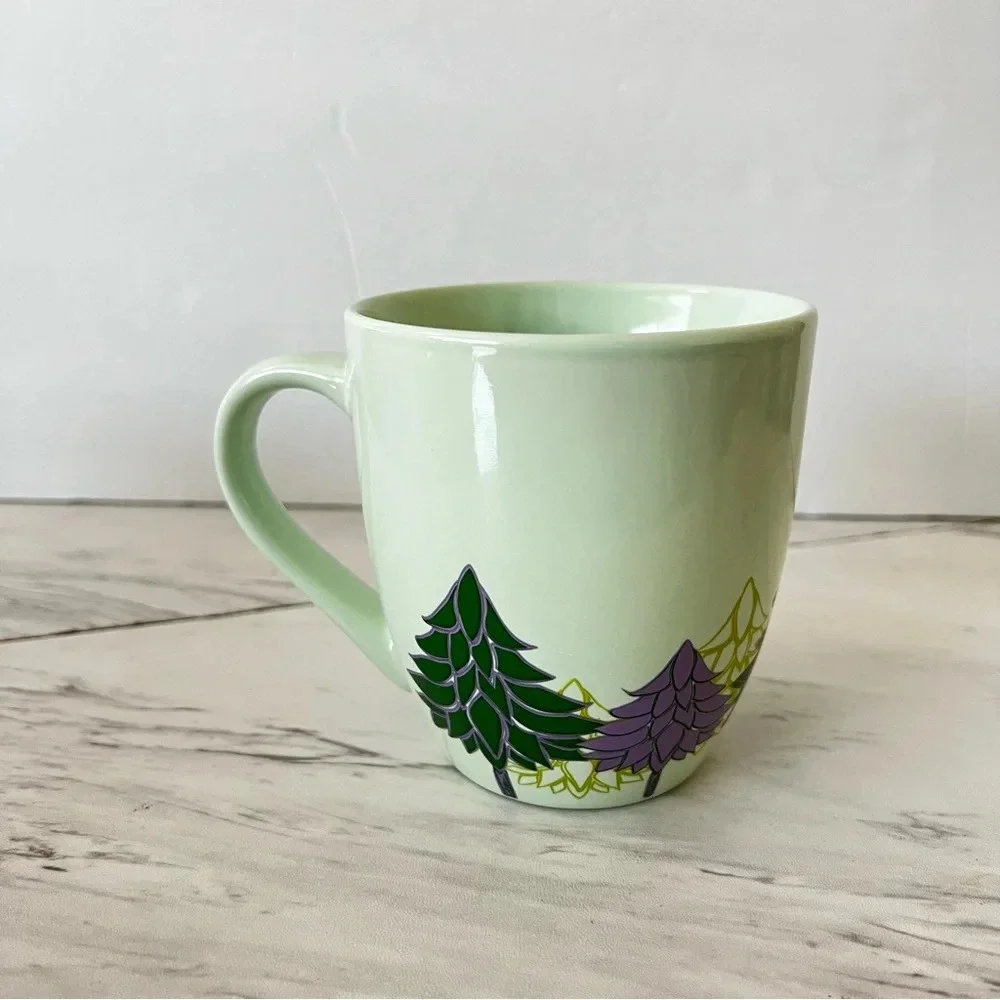 Starbucks Coffee Mug 16 oz. 2020 Holiday Christmas Pine Trees Green Pistachio